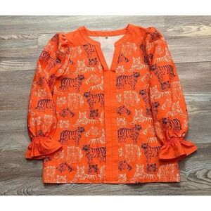 Orange tiger print Blouse size Meduim
